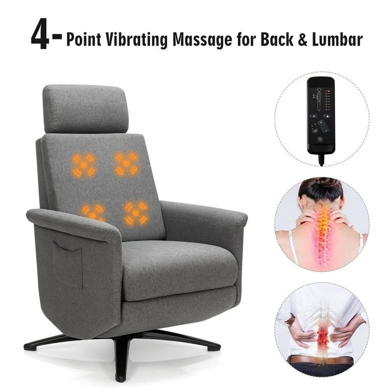 32.5'' Wide Manual Swivel Recliner with Massager