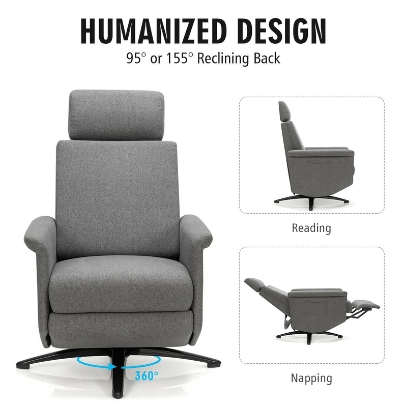 32.5'' Wide Manual Swivel Recliner with Massager