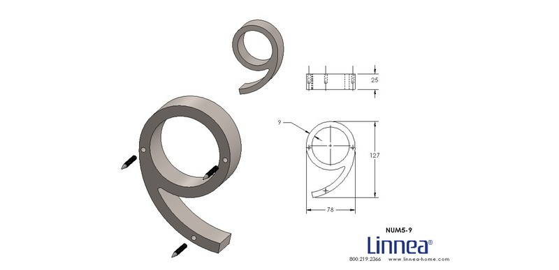 5'' H Stainless Steel Floating Mount House Number
