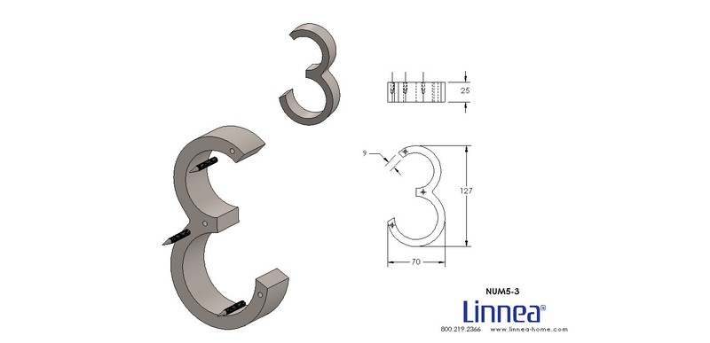 5'' H Stainless Steel Floating Mount House Number