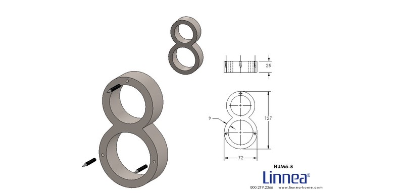 5'' H Stainless Steel Floating Mount House Number
