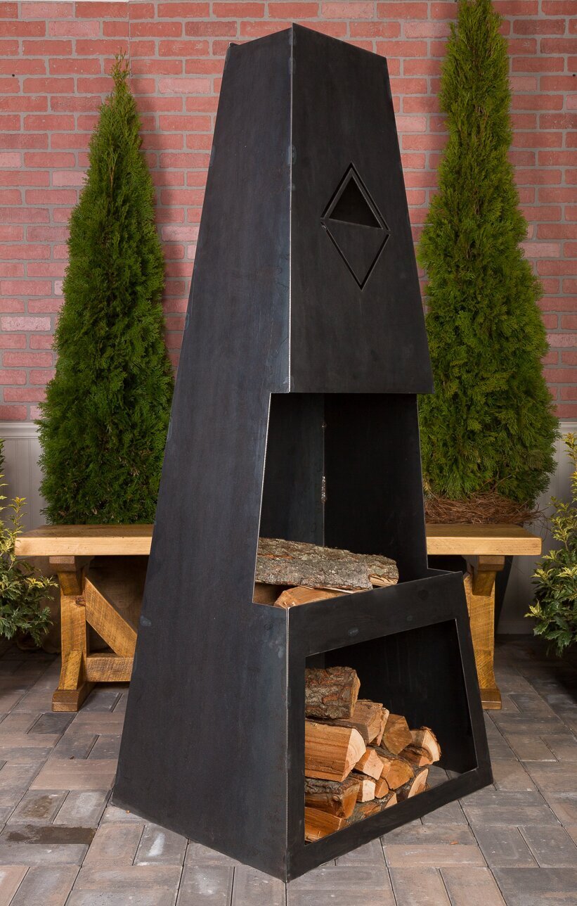 66” Tall Steel Outdoor Fireplace