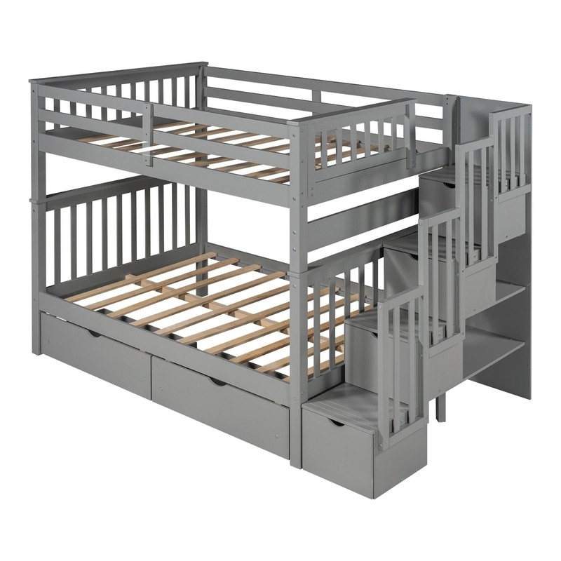 Abderraouf Full Over Full 6 Drawer Solid Wood Standard Bunk Bed with Bookcase by Harriet Bee