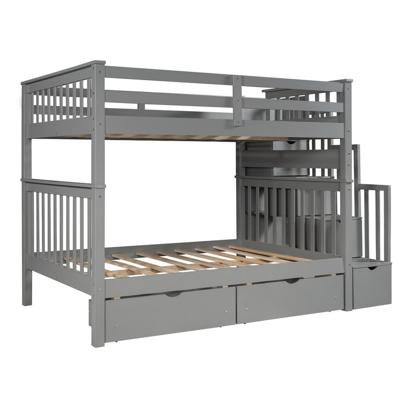 Abderraouf Full Over Full 6 Drawer Solid Wood Standard Bunk Bed with Bookcase by Harriet Bee