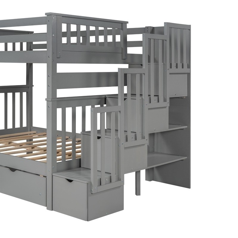 Abderraouf Full Over Full 6 Drawer Solid Wood Standard Bunk Bed with Bookcase by Harriet Bee