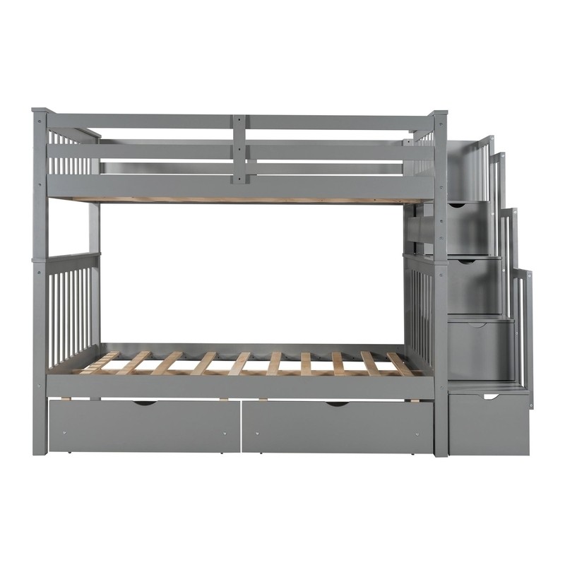 Abderraouf Full Over Full 6 Drawer Solid Wood Standard Bunk Bed with Bookcase by Harriet Bee