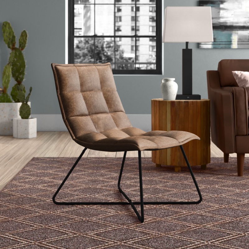 Minimalist Faux-Leather Accent Chair
