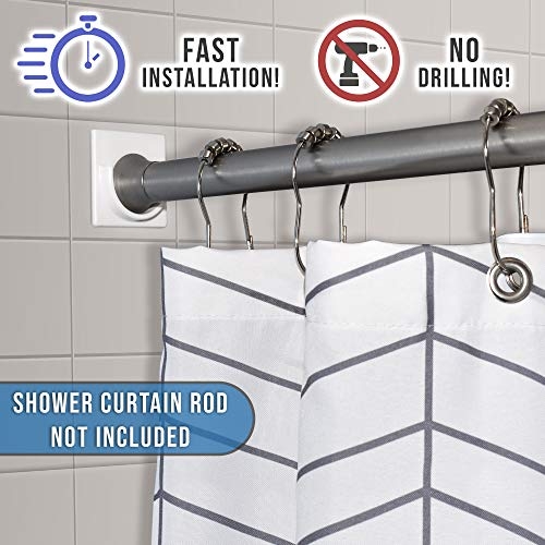 Adherion Adhesive Shower Curtain Rod Holder | Rod Retainer | No Drilling | Stick On | 3M Adhesive | Gray | Shower Curtain Rod not included |
