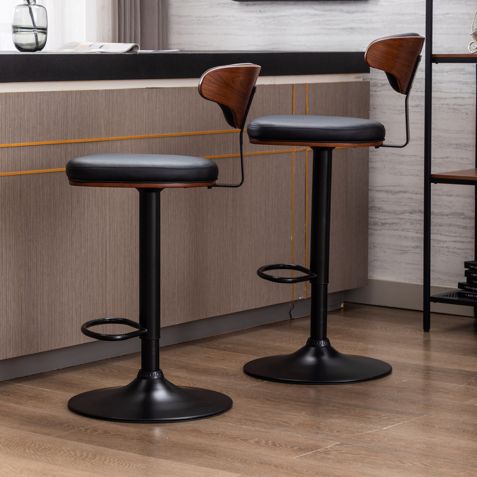 Adjustable bentwood bar stools
