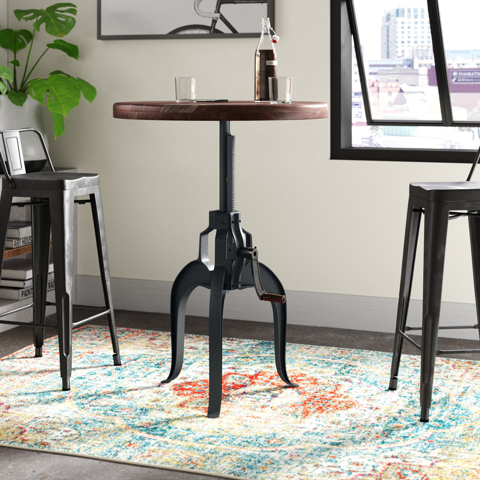 Adjustable Wrought Iron High Top Table