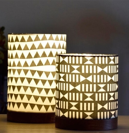 African motif drum table lamp