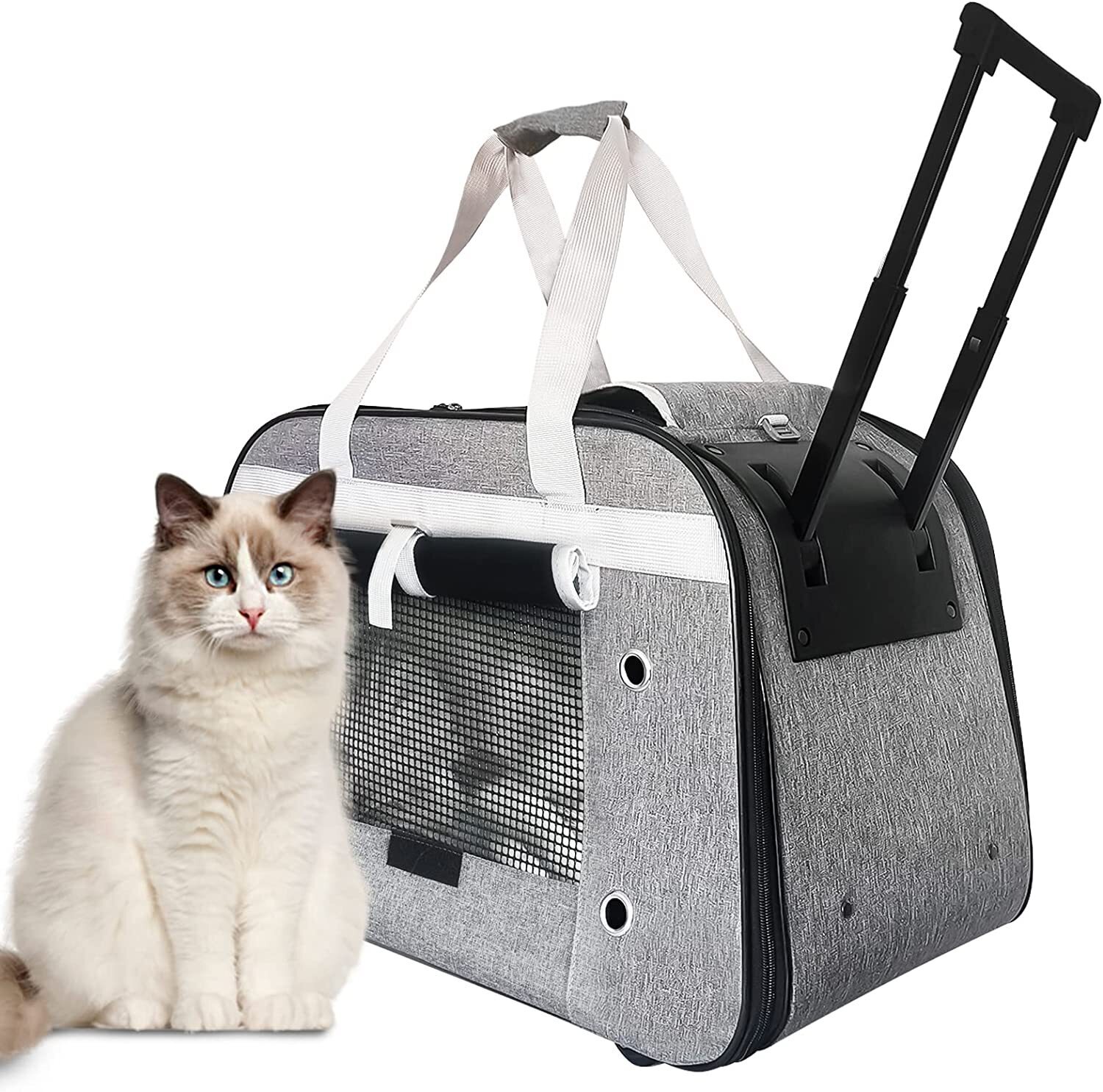 Airy Foldable Cat Carrier With Wheels