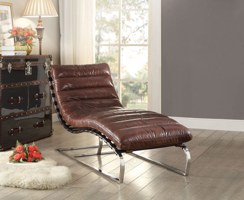 Alexcia Genuine Leather Armless Chaise Lounge