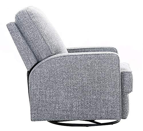 Amazon Brand – Ravenna Home Contemporary Swivel Glider Accent Chair with Storage Ottoman, 33.9"W, Smoke Grey