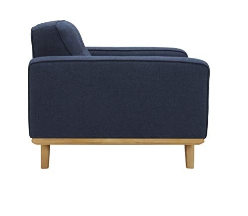 Amazon Brand – Rivet Bigelow Modern Oversized Accent Chair with Wood Base, 44.1"W, Navy Blue / Blonde