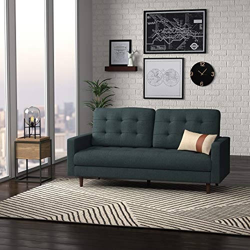 Amazon Brand – Rivet Cove Mid-Century Modern Tufted Apartment Sofa, 72"W, Denim Blue