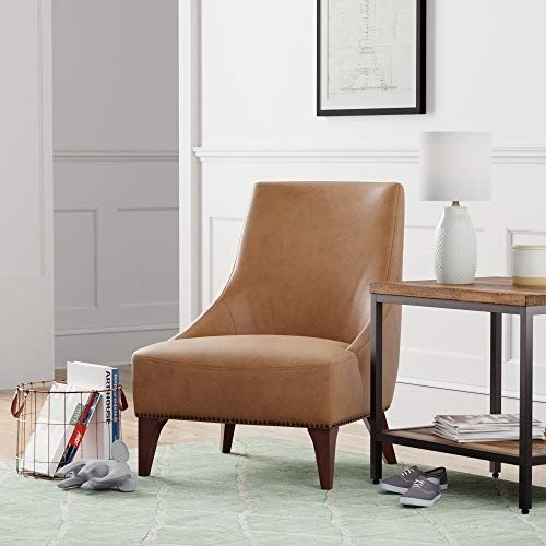 Amazon Brand – Stone & Beam Shorebrook Deep Leather Accent Chair, 27.6"W, Cognac