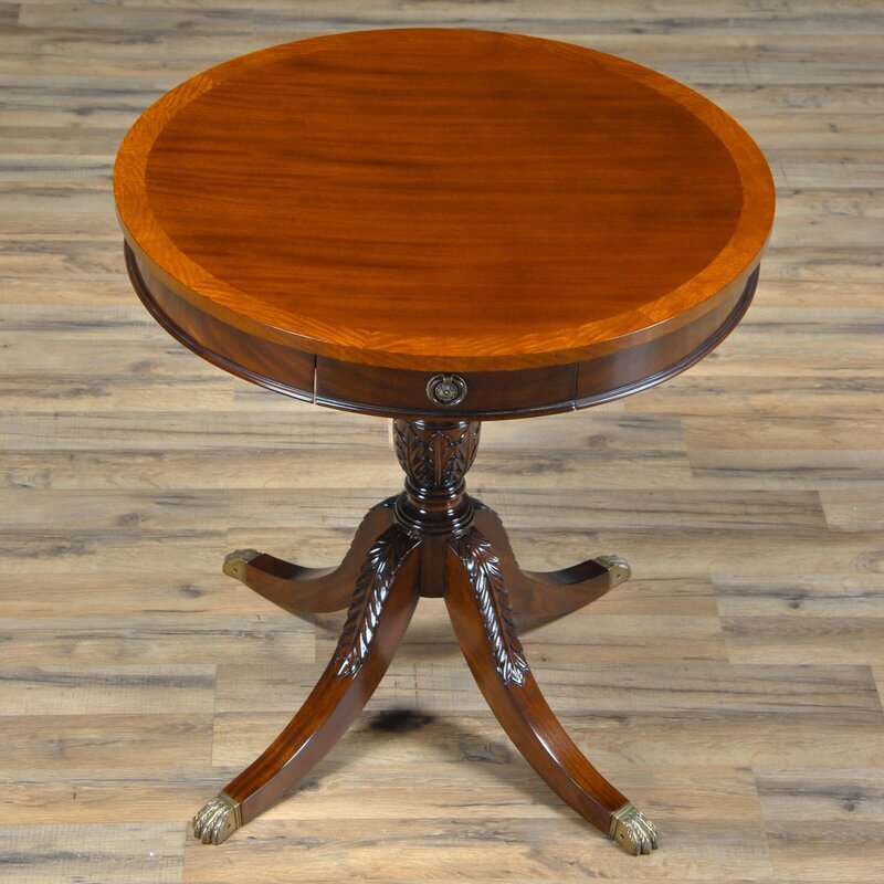 Antique drum table with claw feet