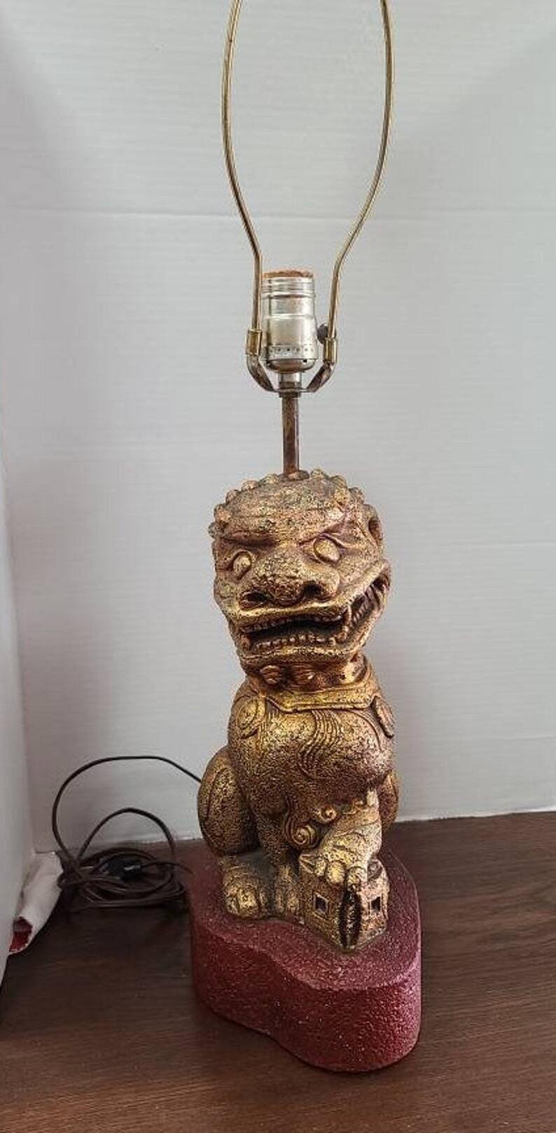 Antique Foo Dog Table Lamp