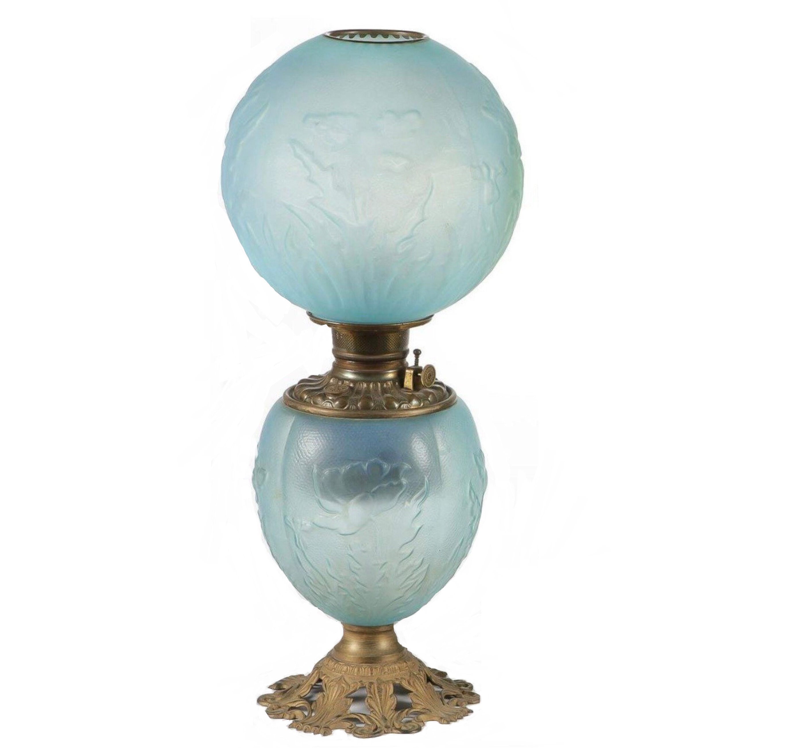 Antique oil lamp in a gone with the wind design