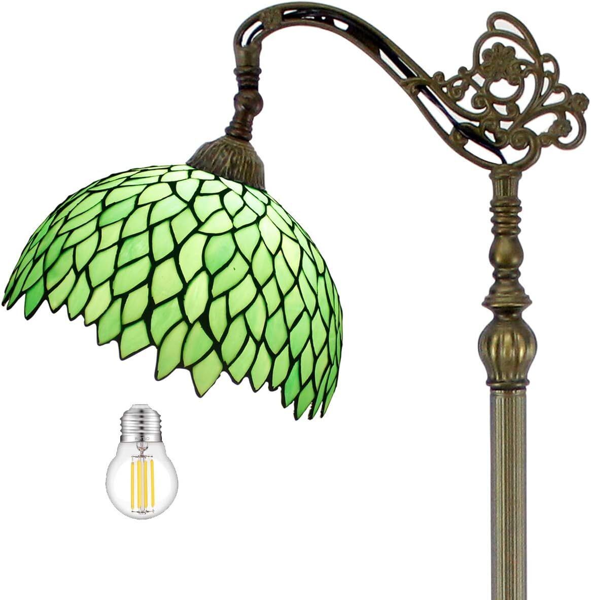 Arched stained glass victorian style floor lamp