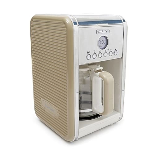 Ariete Vintage Kitchen Countertop 12 Cup Automatic Programmable Brew Timer Coffee Maker Machine, Beige
