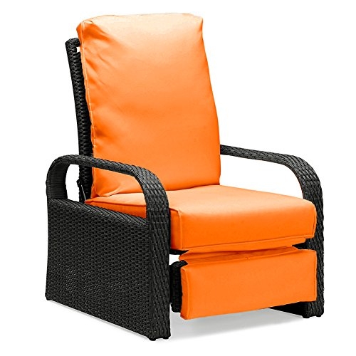 ART TO REAL Automatic Adjustable Patio Recliner Chair Relaxing Sofa Outdoor Wicker Armchair Furniture Aluminum Frame Lounge with Soft Thicken Cushion