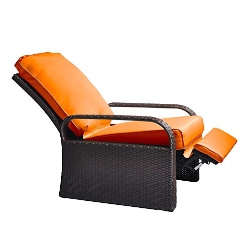 ART TO REAL Automatic Adjustable Patio Recliner Chair Relaxing Sofa Outdoor Wicker Armchair Furniture Aluminum Frame Lounge with Soft Thicken Cushion