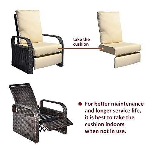 ART TO REAL Automatic Adjustable Patio Recliner Chair Relaxing Sofa Outdoor Wicker Armchair Furniture Aluminum Frame Lounge with Soft Thicken Cushion