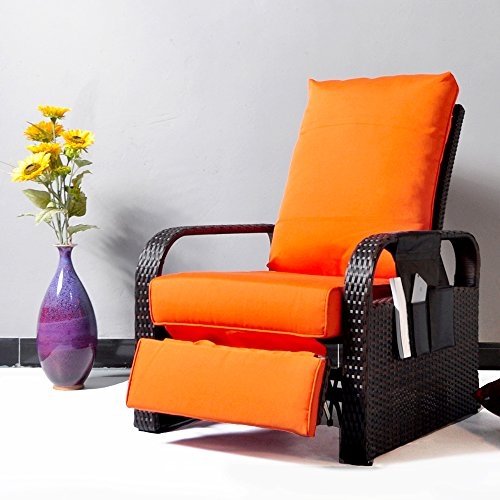 ART TO REAL Automatic Adjustable Patio Recliner Chair Relaxing Sofa Outdoor Wicker Armchair Furniture Aluminum Frame Lounge with Soft Thicken Cushion