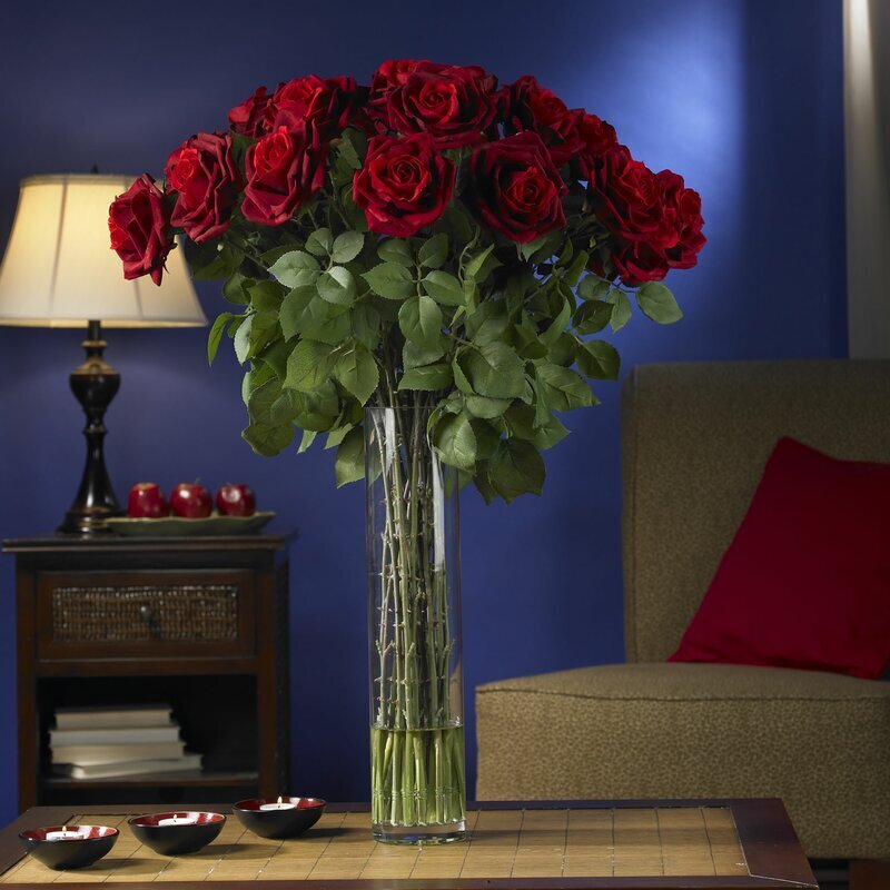 Artificial Red Flowers for a Floor Vase
