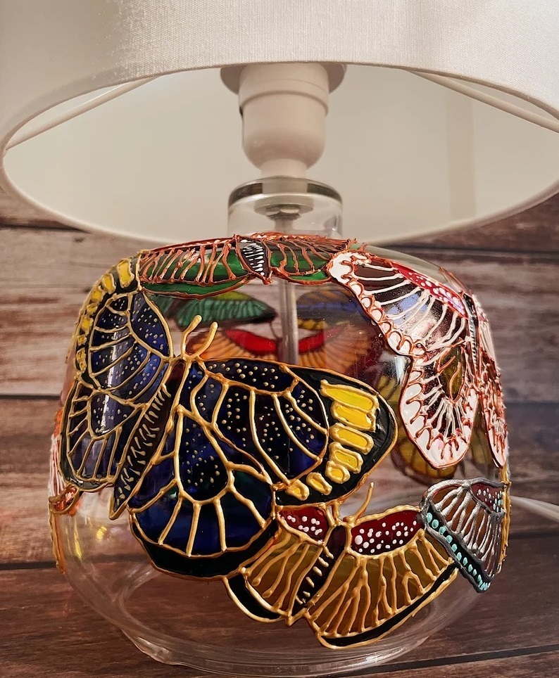 Artsy Stained Glass Butterfly Lamp