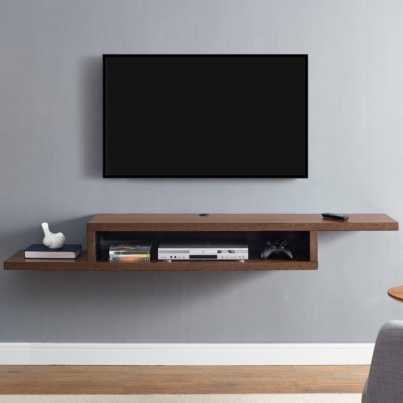 Asymmetrical Console Table Under Wall Mounted TV 