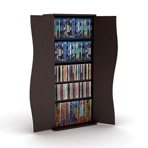 Atlantic Venus Media Storage Cabinet - Holds 198 CDs, or 88 DVDs or 108 Blu-Rays, 4 Adjustable and 2 Fixed Shelves PN 83035729 in Espresso