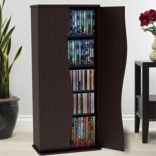 Atlantic Venus Media Storage Cabinet - Holds 198 CDs, or 88 DVDs or 108 Blu-Rays, 4 Adjustable and 2 Fixed Shelves PN 83035729 in Espresso