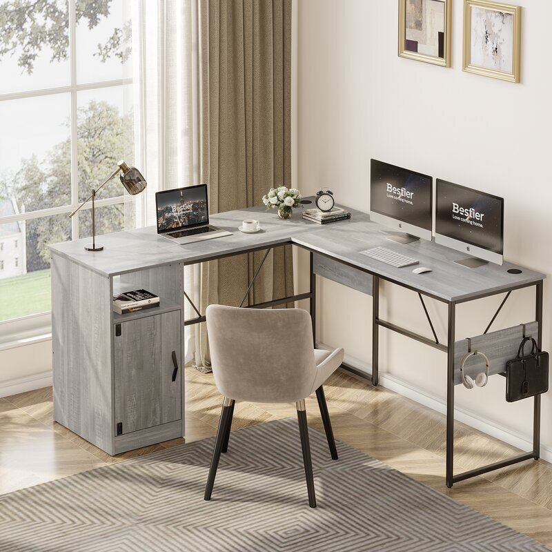 Attractive Reclaimed Wood L Shaped Desk 