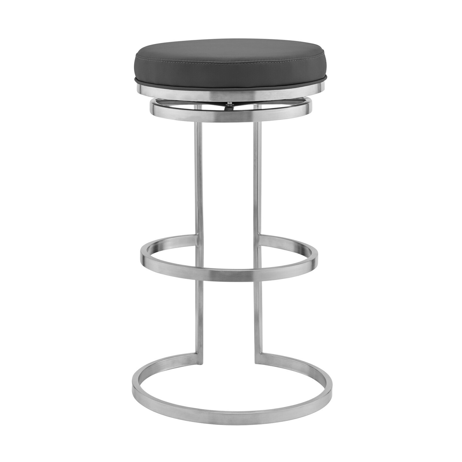 Backless Brushed Stainless Steel Bar Stool