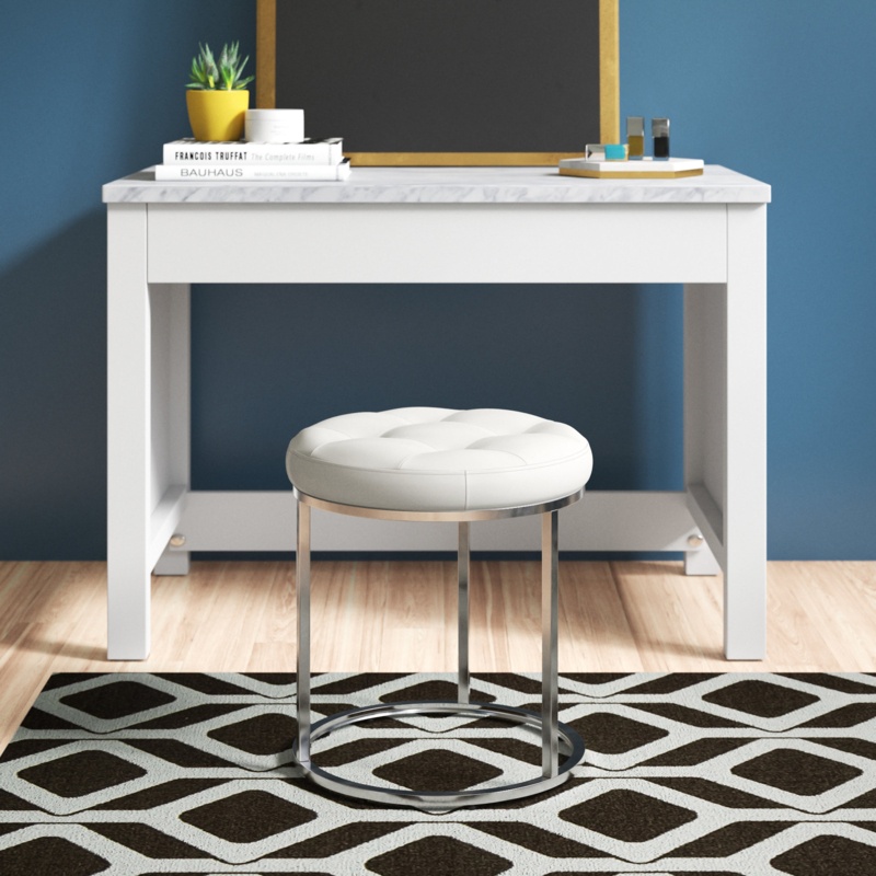 Accent Stool with Button-Tufted Faux Leather