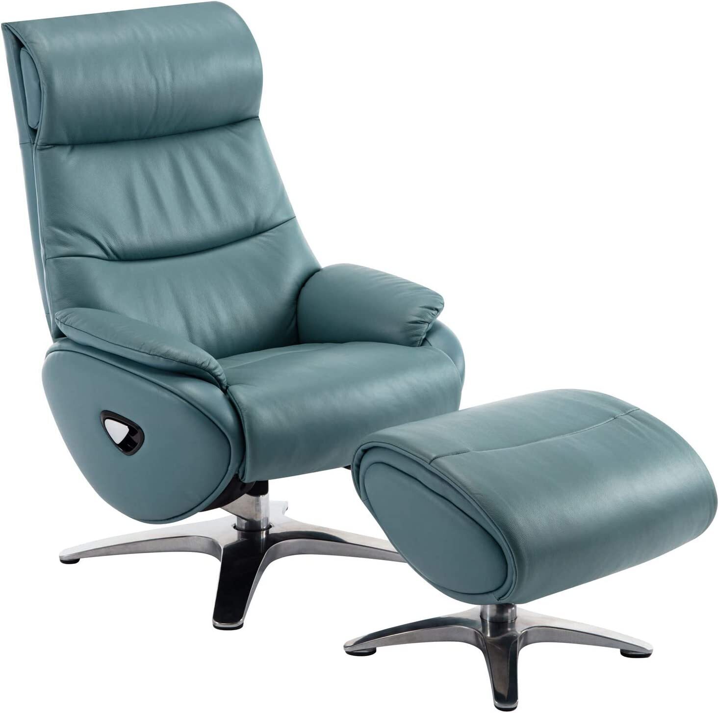 Barcalounger Leather Recliner and Ottoman with Adjustable Headrest