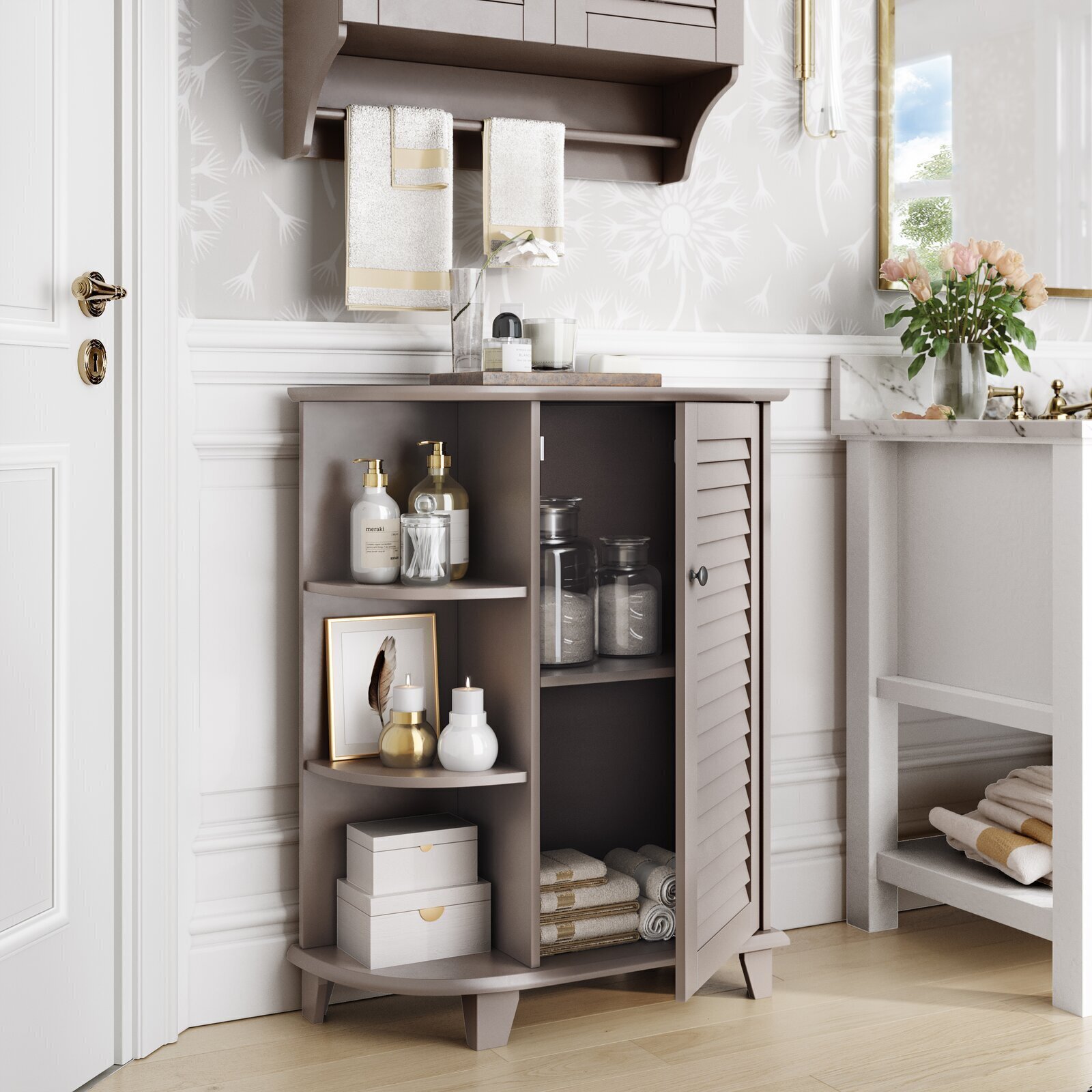 Bathroom Cabinet with Rounded Shelves