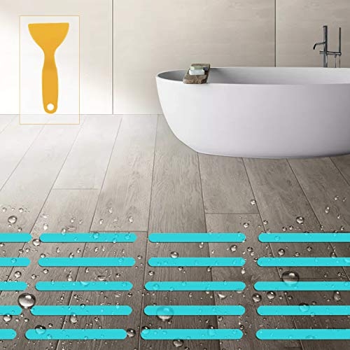 Bathtub Non Slip Stickers，Anti Slip Strips Safety Shower Treads Stickers - 24 Pics for Shower,Tub,Steps, Floor-Strength Adhesive Grip Appliques for Baby,Senior,Adult (Blue) 8 x 0.8In