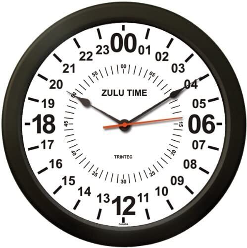 Battery powered military time wall clock