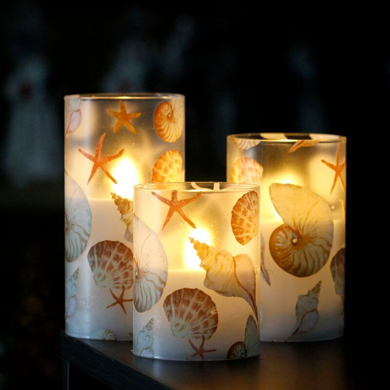 Beach Themed Large Flameless Candles