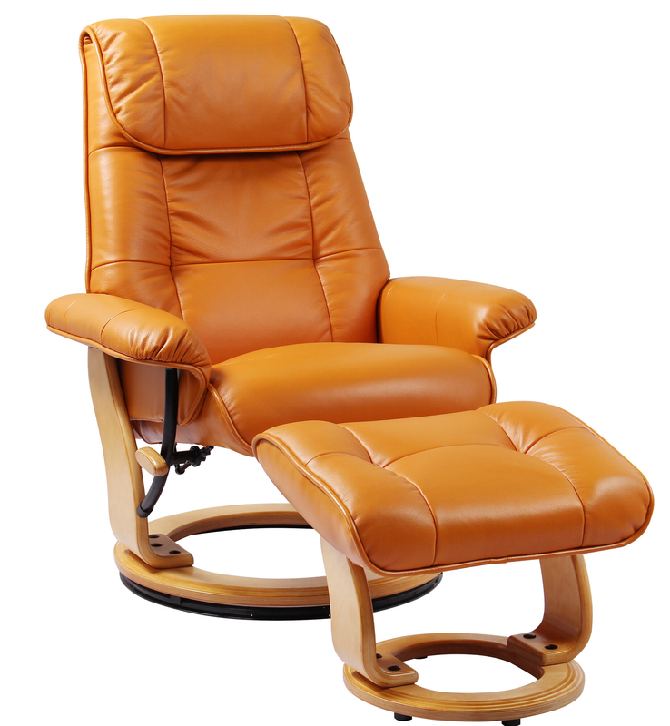 Beaucet 31.5'' Wide Genuine Leather Manual Swivel Standard Recliner with Ottoman