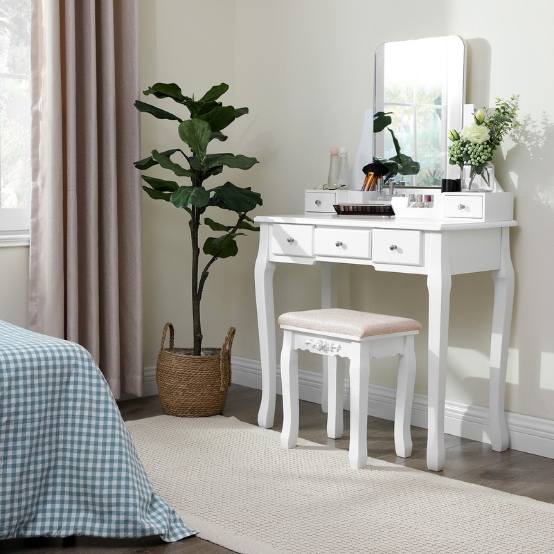 Beauregard 31.5'' Wide Vanity Set with Stool and Mirror