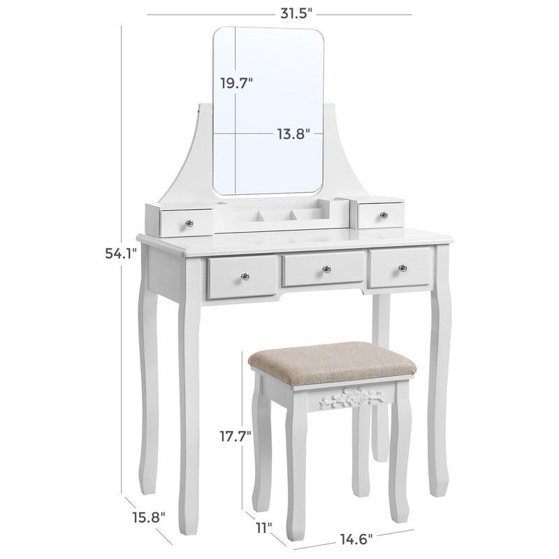 Beauregard 31.5'' Wide Vanity Set with Stool and Mirror