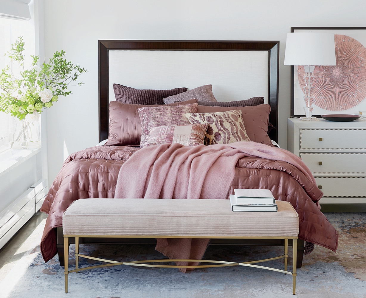 Bed Using Antique Rose Colored Bedding