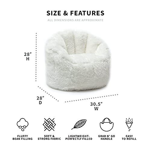 "Big Joe Milano Beanbag Chair Ivory Shag"