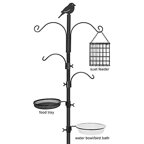 Bird Feeding Station Kit,Bird Feeder Pole Upgraded 5-Prong Base Wild Bird Feeder Hanging Kit,Great for Bird Watching Birdfeeder Planter Hanger,Easy to Install and Stable
