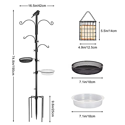 Bird Feeding Station Kit,Bird Feeder Pole Upgraded 5-Prong Base Wild Bird Feeder Hanging Kit,Great for Bird Watching Birdfeeder Planter Hanger,Easy to Install and Stable